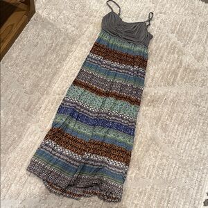 Elegant Multicolor Striped Maxi Dress